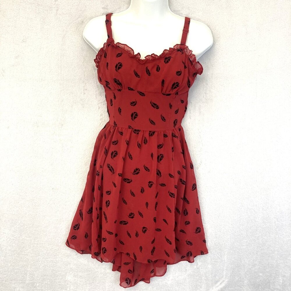 Vintage Y2K Royal Bones Babydoll Dress Small Velvet Feather Chiffon Mini Grunge‎